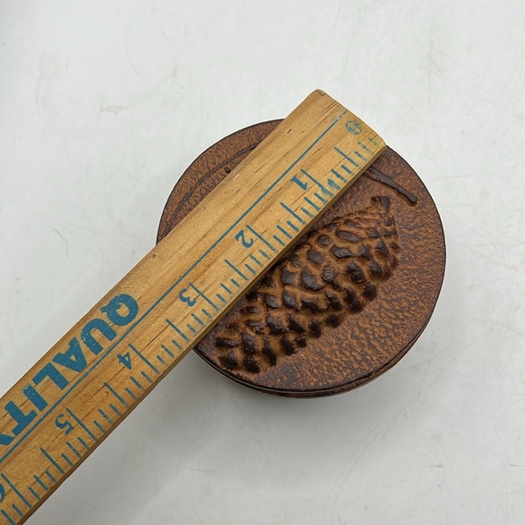 Vintage Round Clay Stone Trinket Jewelry Box Container Storage Art Decor - Picture 14 of 15